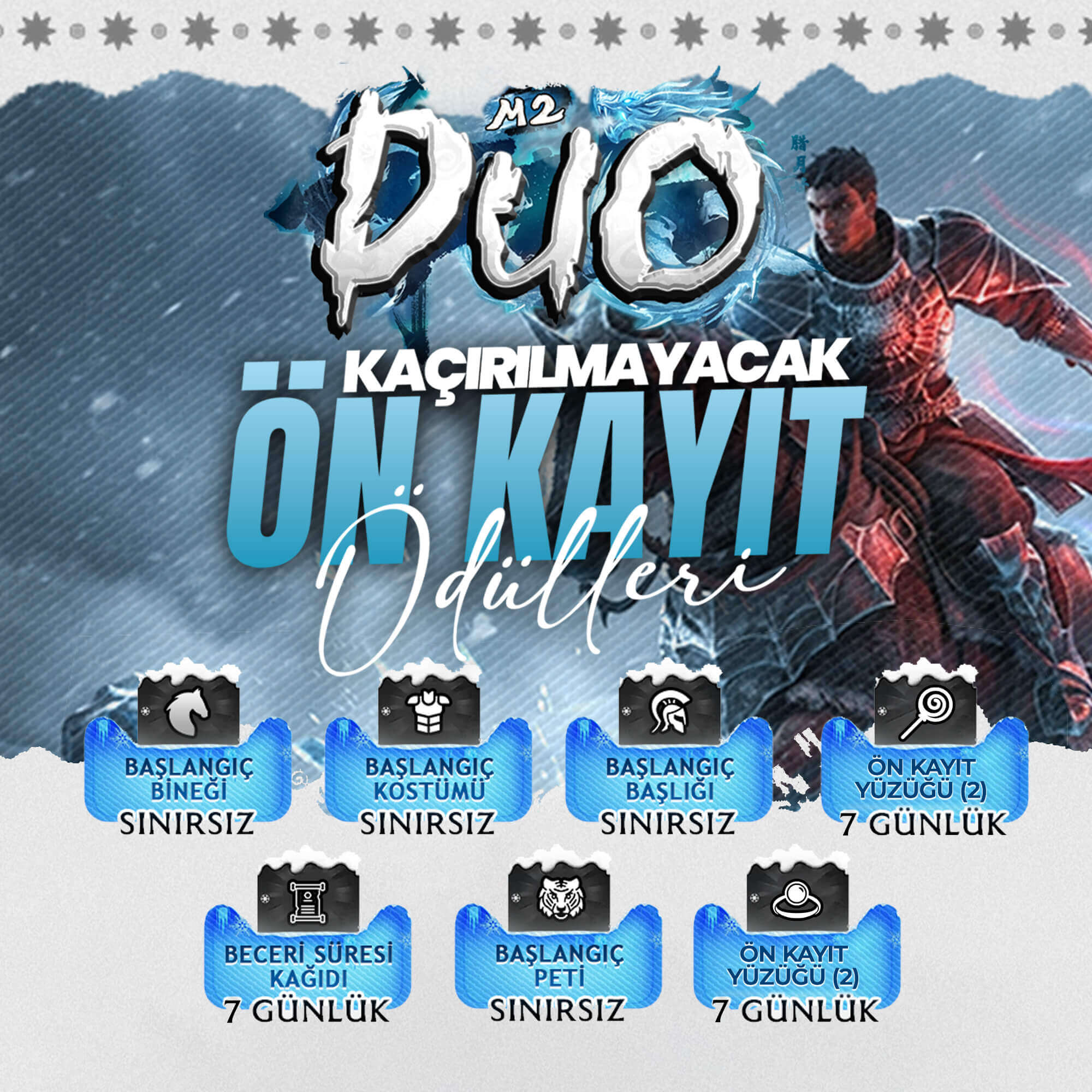 DuoMt2'de Erken kayıt ödülleri aktif! Hemen Kaydol!